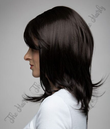 Peruka 50% włos naturalny, 50% włos syntetyczny, głęboki cieniowany brąz - obrazek 3