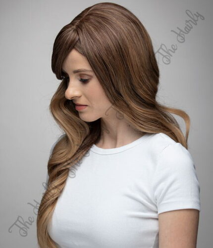 Peruka syntetyczna Ciemny Blond Ombre Grzywka Falowane - obrazek 3