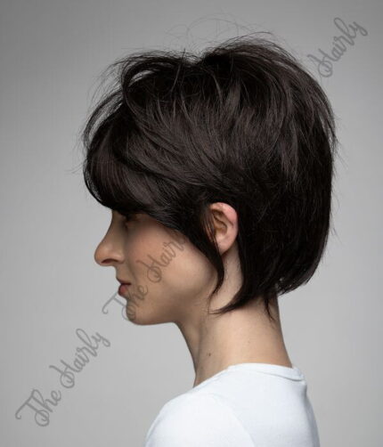 Peruka 50% włos naturalny, 50% włos syntetyczny, głęboki brąz - obrazek 3