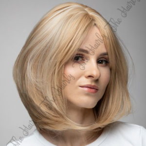 z syntetycznych włosów peruka blond krótki bobik