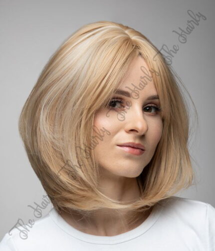 z syntetycznych włosów peruka blond krótki bobik