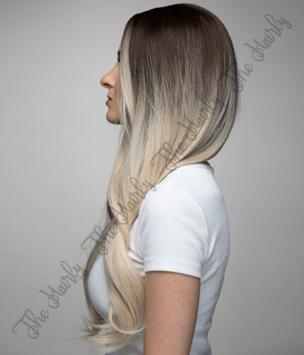 Peruka syntetyczna popielaty blond ombre brąz fale nowa kolekcja - obrazek 3