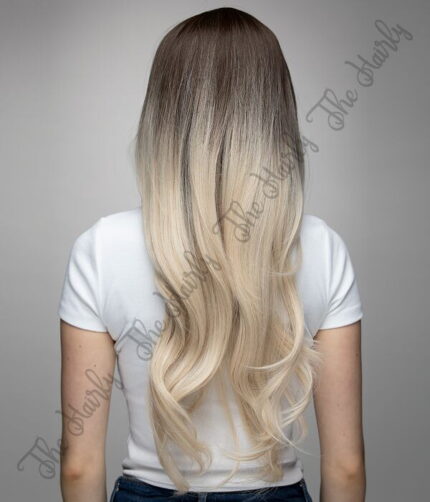 Peruka syntetyczna popielaty blond ombre brąz fale nowa kolekcja - obrazek 4
