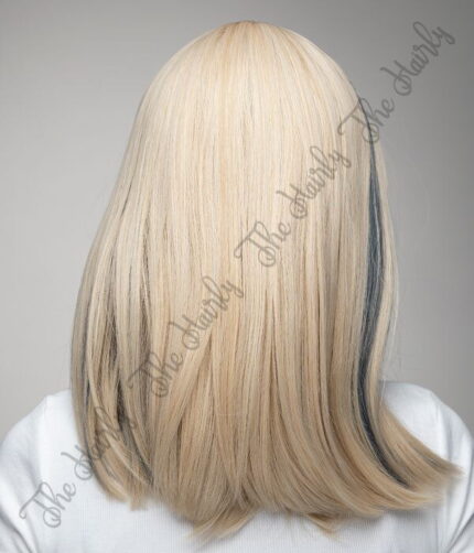 Peruka syntetyczna Blond z niebieskimi pasemkami nowa kolekcja - obrazek 4