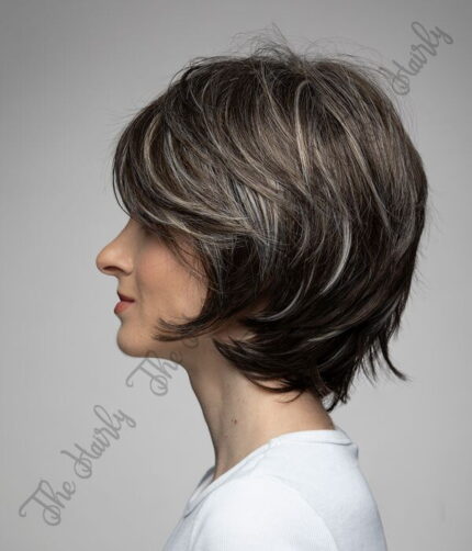 Peruka syntetyczna zimny brąz z pasemkami - obrazek 3