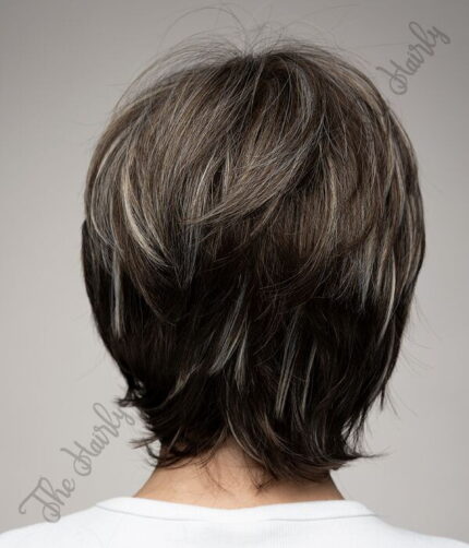 Peruka syntetyczna zimny brąz z pasemkami - obrazek 4