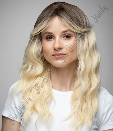 zimny blond z odrostem wet look syntetyczna