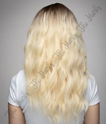Peruka syntetyczna zimny blond z odrostem wet look nowa kolekcja - obrazek 4
