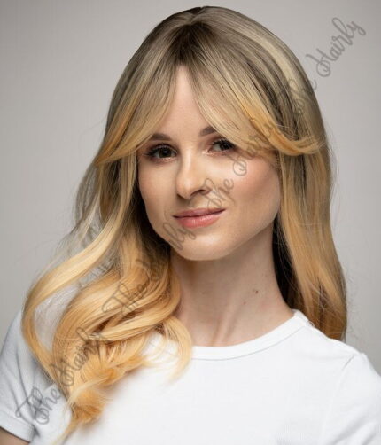 Peruka syntetyczna ciepły blond z odrostem nowa kolekcja - obrazek 3