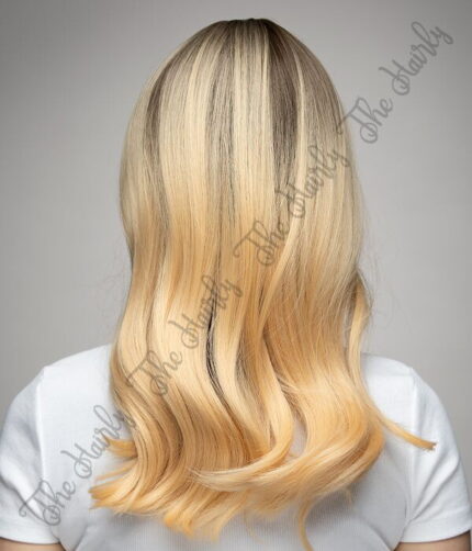 Peruka syntetyczna ciepły blond z odrostem nowa kolekcja - obrazek 4