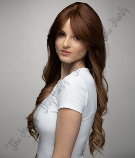 Peruka syntetyczna miodowy blond ombre falowane grzywka - obrazek 3