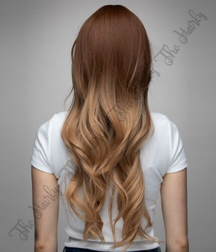 Peruka syntetyczna miodowy blond ombre falowane grzywka - obrazek 4