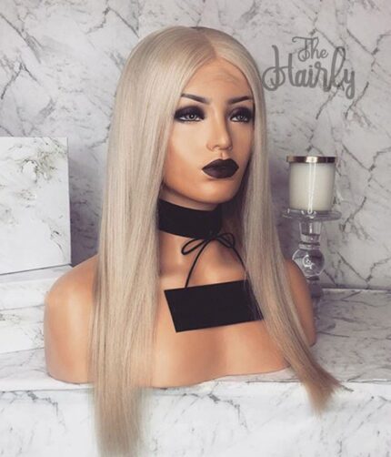 peruka naturalna front lace popielaty blond