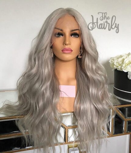 peruka naturalna front lace popielaty blond