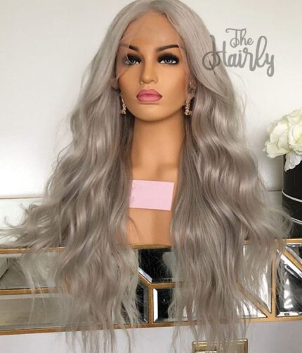 peruka naturalna front lace popielaty blond