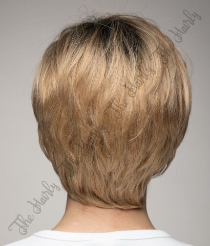 blond krótka peruka mieszana z odrostem