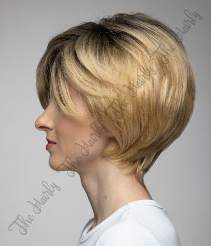 Peruka 50% włos naturalny, 50% włos syntetyczny, złoty blond z odrostem - obrazek 3