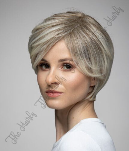 Peruka syntetyczna platynowy blond z naturalnym odrostem - obrazek 3