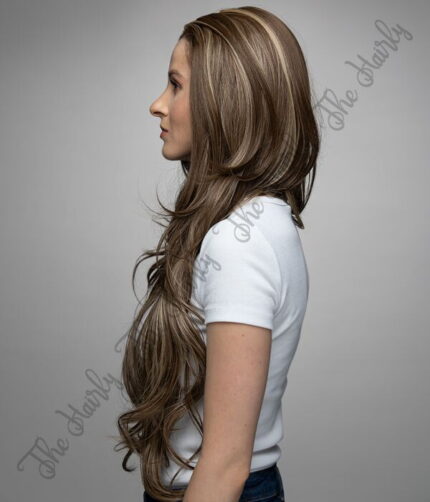 Peruka syntetyczna Front Lace ciemny blond balayage - obrazek 3