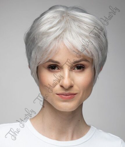 Peruka 50% włos naturalny, 50% włos syntetyczny, platynowy blond - obrazek 3