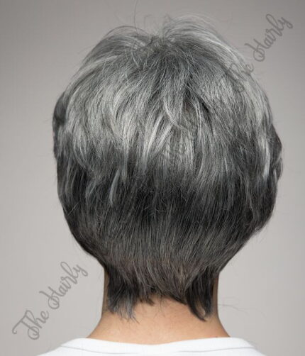 Peruka 50% włos naturalny, 50% włos syntetyczny, naturalny siwy - obrazek 4