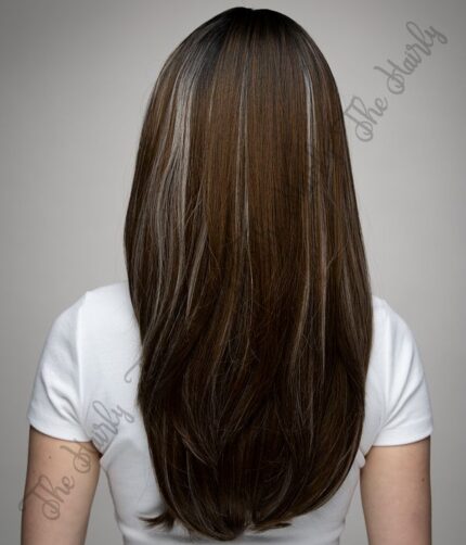 peruka syntetyczna braz z pasemkami