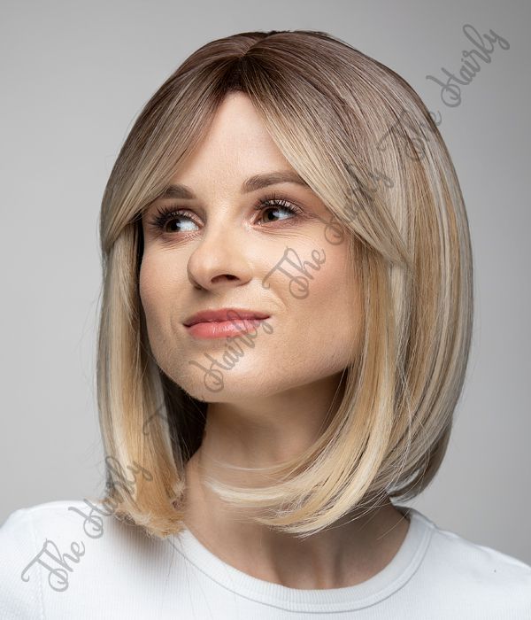 peruka syntetyczna blond bob z pasemkami