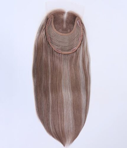 Tupet naturalny lace front mono ciemny blond z pasemkami - obrazek 4