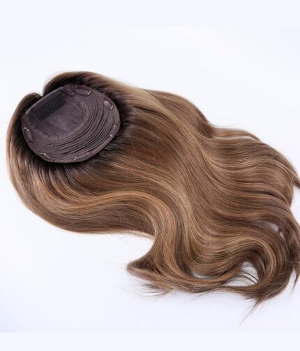 Tupet naturalny z mikroskórą kolor karmelowy 10 z brązem 8 - obrazek 4