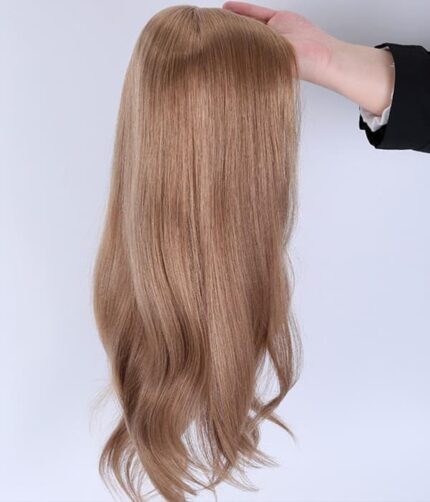 Tupet naturalny ręcznie szyty z mikroskórą kolor ciemny blond - obrazek 4