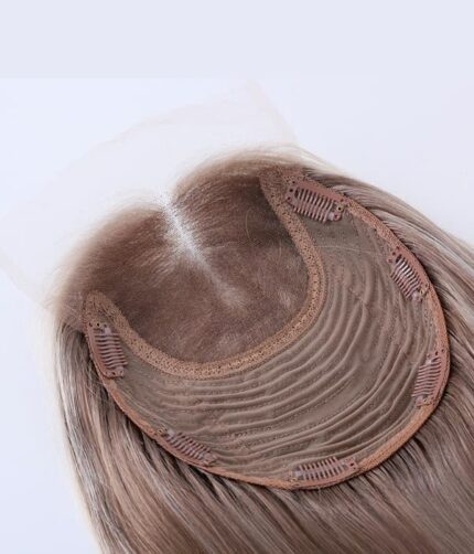 Tupet naturalny lace front mono ciemny blond z pasemkami - obrazek 3