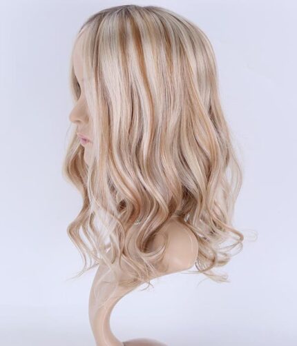 Tupet naturalny z mikroskórą kolor blond z pasemkami i odrostem - obrazek 5