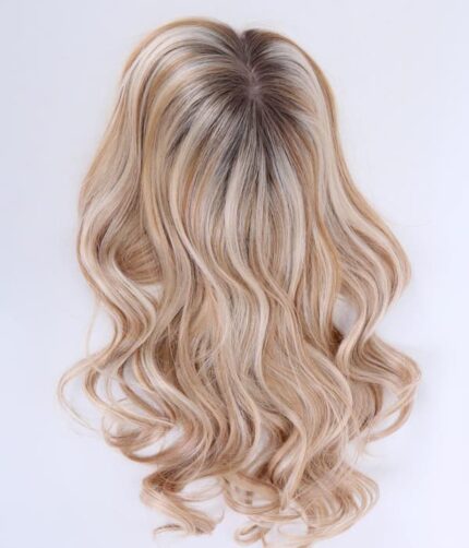 Tupet naturalny z mikroskórą kolor blond z pasemkami i odrostem - obrazek 4