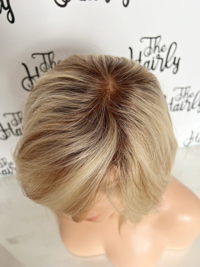 Peruka naturalna Maria front lace z częściowym monofilamentem kolor blond z odrostem - obrazek 2