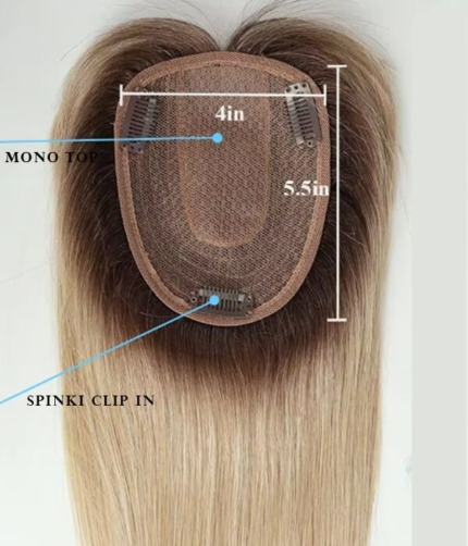 Topper / Tupet damski naturalny clip in mono top 20cm z grzywką - obrazek 6