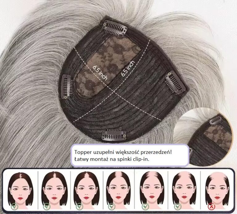 Topper / Tupet damski naturalny clip in 23cm z grzywką - obrazek 2