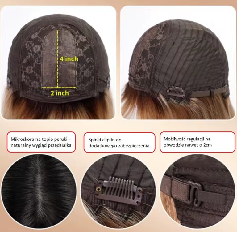Peruka naturalna Sarah z grzywką i częściowym monofilamentem - obrazek 15