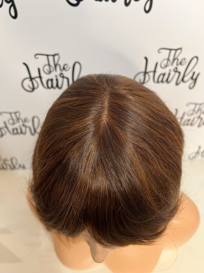 Peruka 50% włos naturalny, 50% włos syntetyczny, czekoladowy brąz - obrazek 4