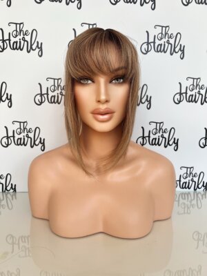Tupet/topper damski naturalny clip-in 30cm baza 13x14cm kolor orzechowy brąz z odrostem
